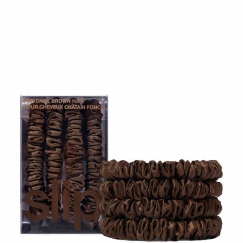 Slip Pure Silk Skinny Scrunchies (Various Colours) - Dark Brown