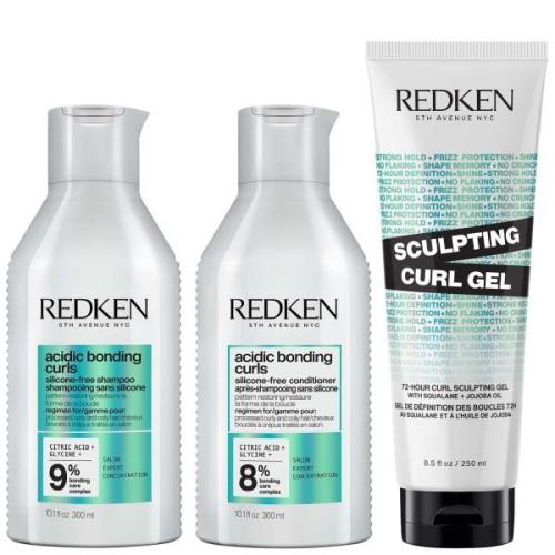 Redken Acidic Bonding Curls Shampoo Conditioner and Sculpting Curl Gel...