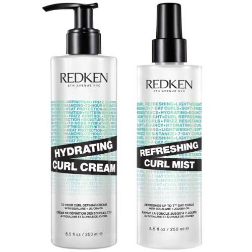 Redken Hydrating Curl Defining Cream and Refreshing Curl Hair Mist Bun...