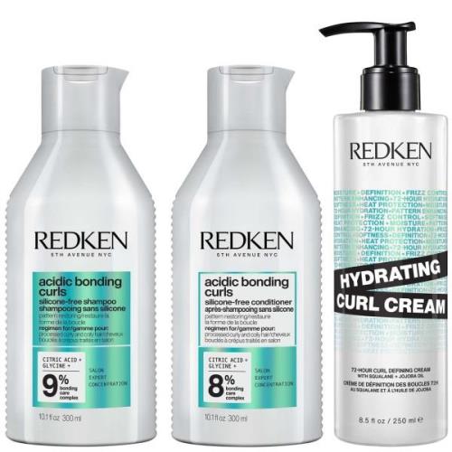 Redken Acidic Bonding Curls Shampoo Conditioner and Hydrating Curl Cre...