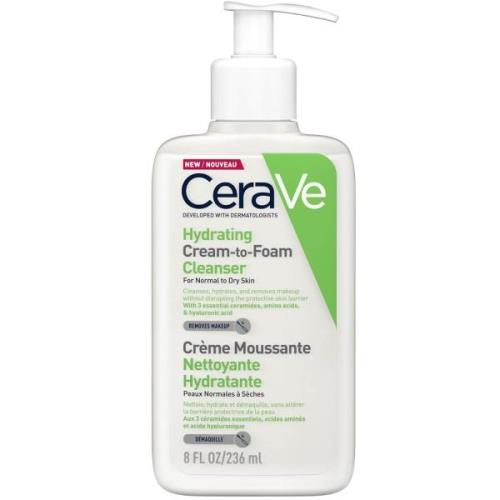 CeraVe Hydrating Cream-to-Foam Cleanser with Amino Acids for Normal to...