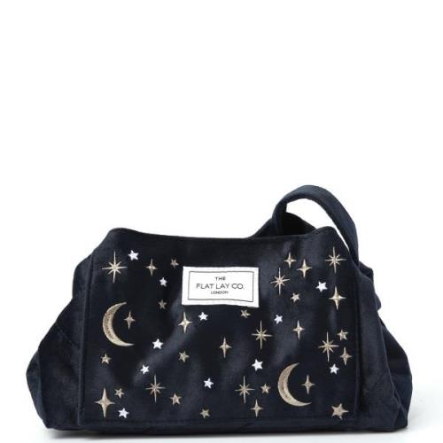 The Flat Lay Co. Drawstring Makeup Bag in Embroidered Celestial Blue V...