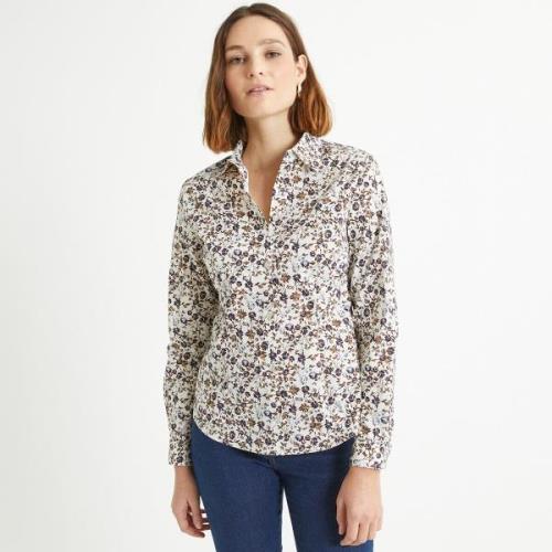 Blusa con estampado de flores, de manga larga