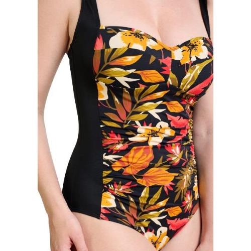 Bañador estilo bustier con estampado de flores