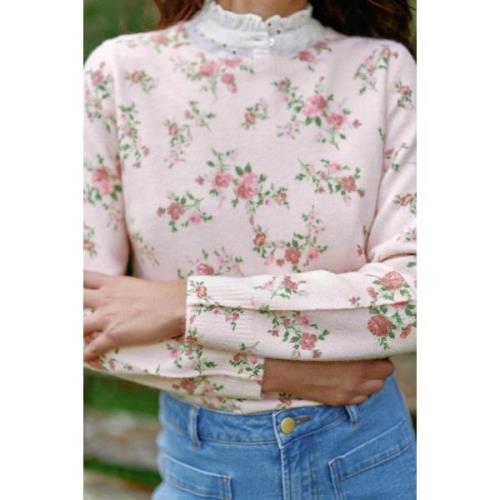 Jersey de manga larga, con cuelo redondo y estampado floral MARIE