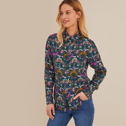 Blusa con estampado de flores, de manga larga