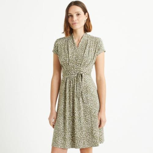 Vestido evasé, estampado de lunares, semilargo